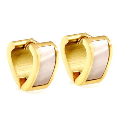 Heart shaped with white shell earrings 2.2*width 6.7*height 14mm steel color & gold color asonjewelry