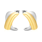 16.2*23mm X-Shaped Stud Earrings Steel/Gold/Mixed Colors