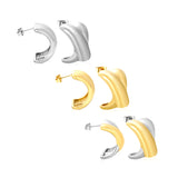 16.2*23mm X-Shaped Stud Earrings Steel/Gold/Mixed Colors