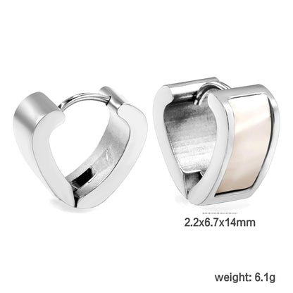 Heart shaped with white shell earrings 2.2*width 6.7*height 14mm steel color & gold color asonjewelry