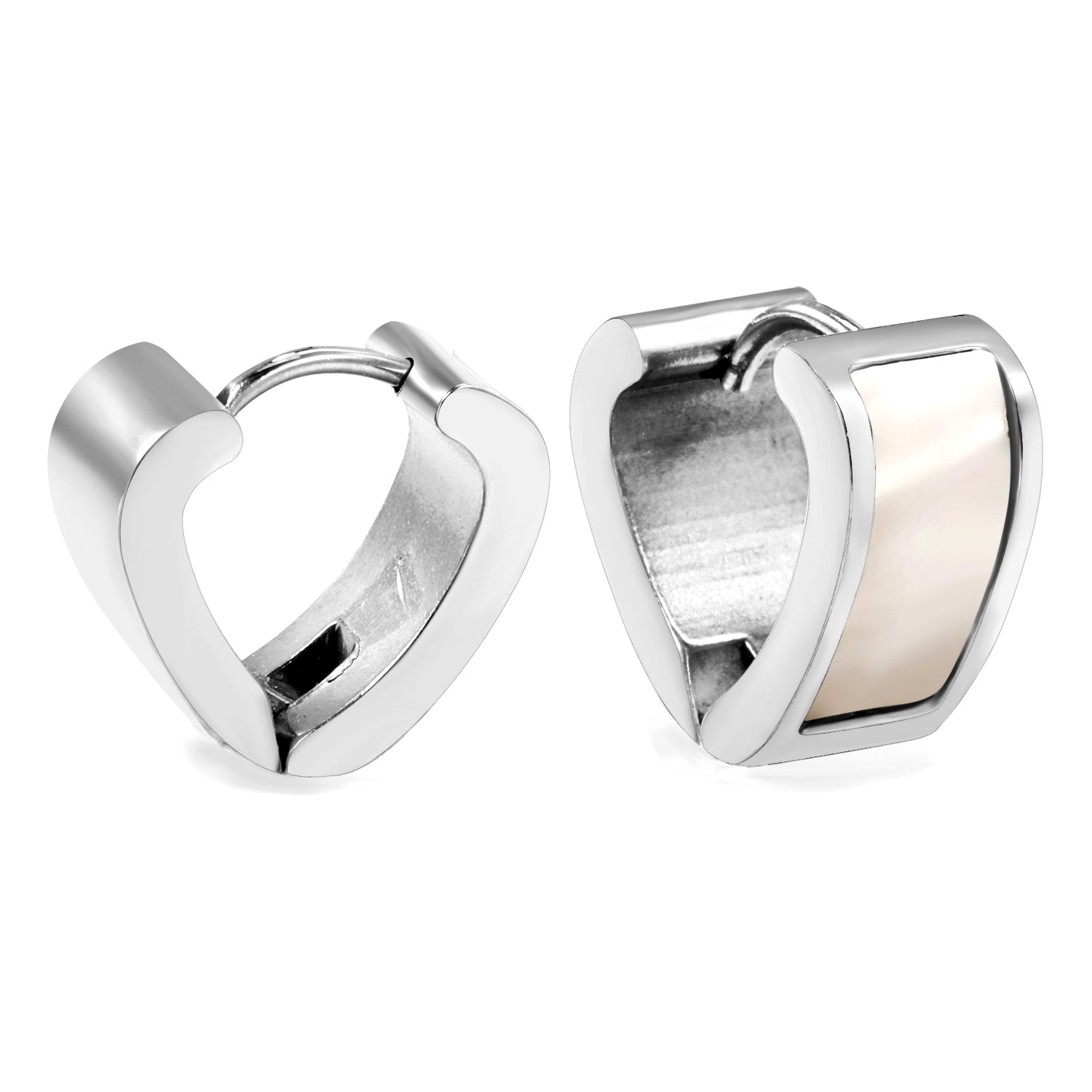 Heart shaped with white shell earrings 2.2*width 6.7*height 14mm steel color & gold color asonjewelry