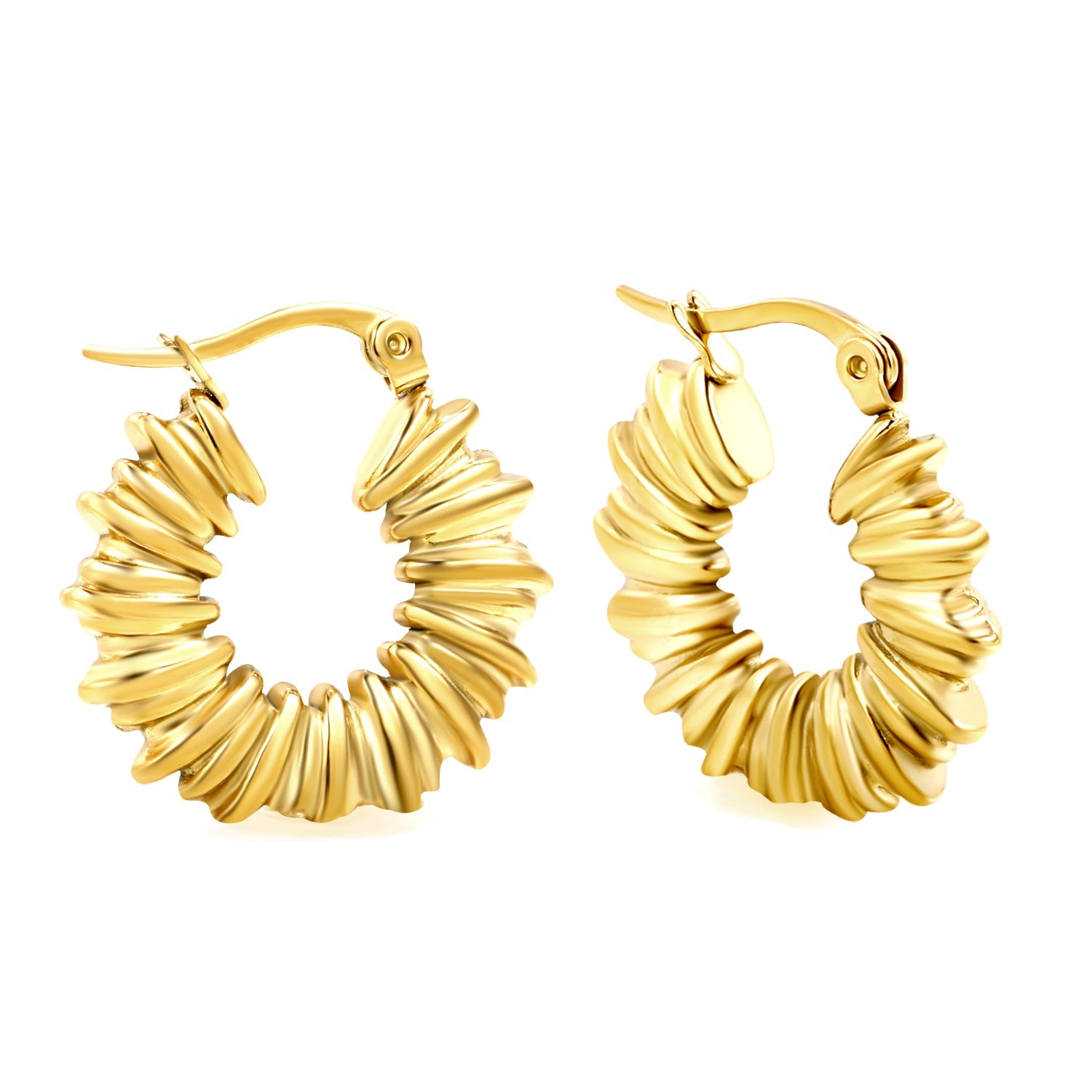 Circle earrings with pattern earrings 3.6*7.4*23.3mm gold color asonjewelry