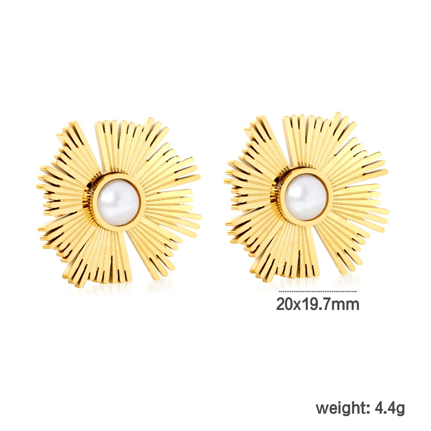 20*19.7mm Irregular Sunflower Pearl Stud Earrings, Gold asonjewelry