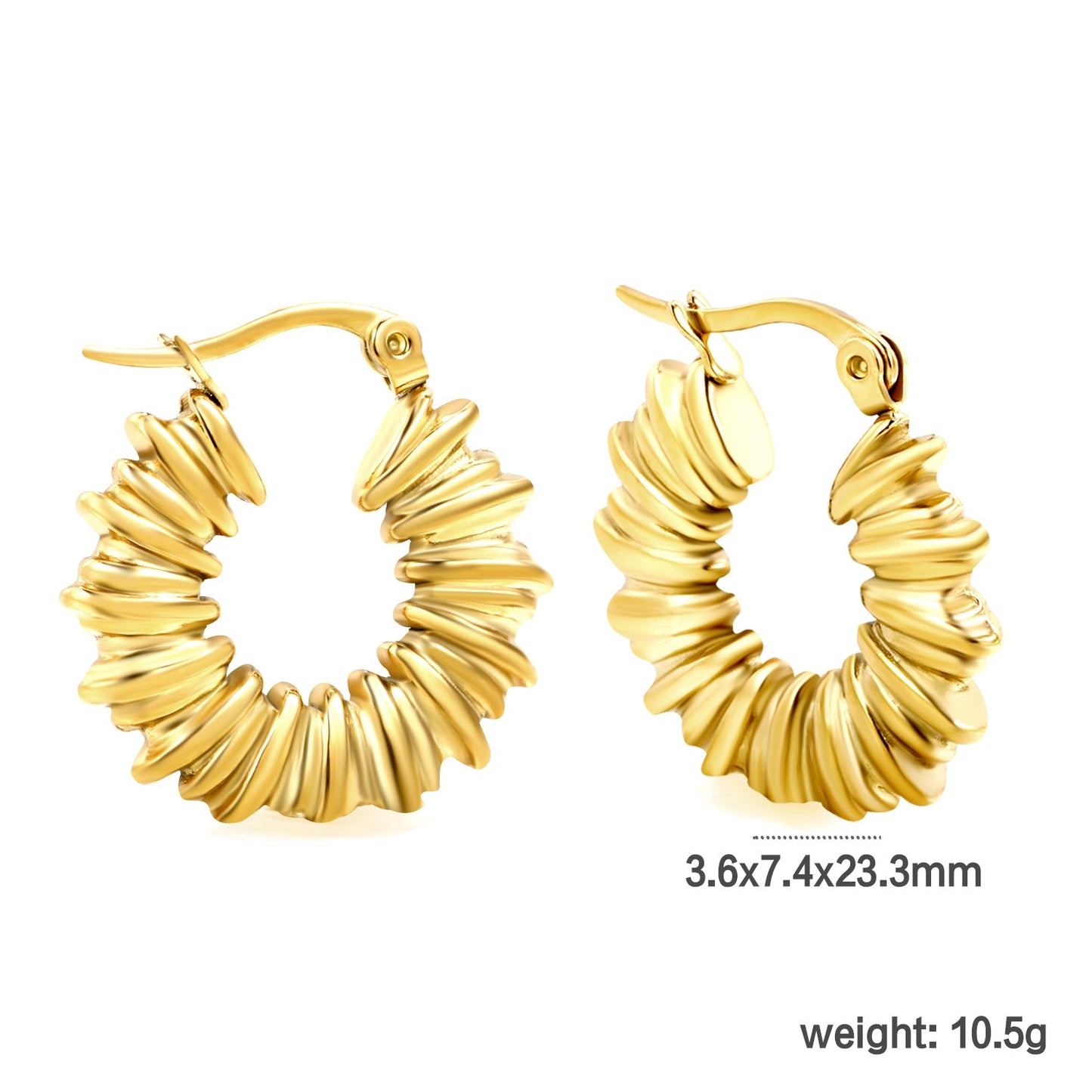 Circle earrings with pattern earrings 3.6*7.4*23.3mm gold color asonjewelry