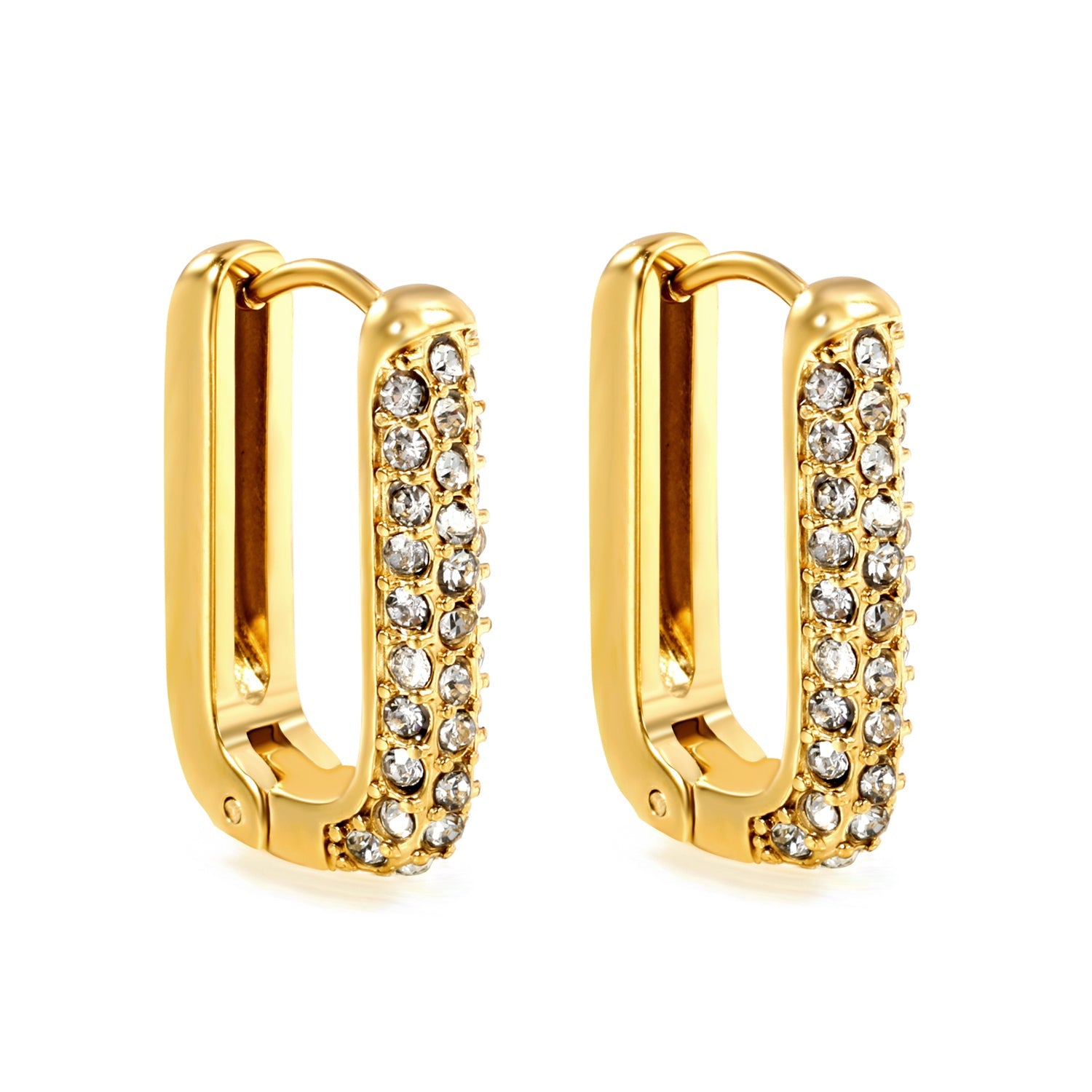 U-shaped earrings with white diamonds 12.7*20mm gold color asonjewelry