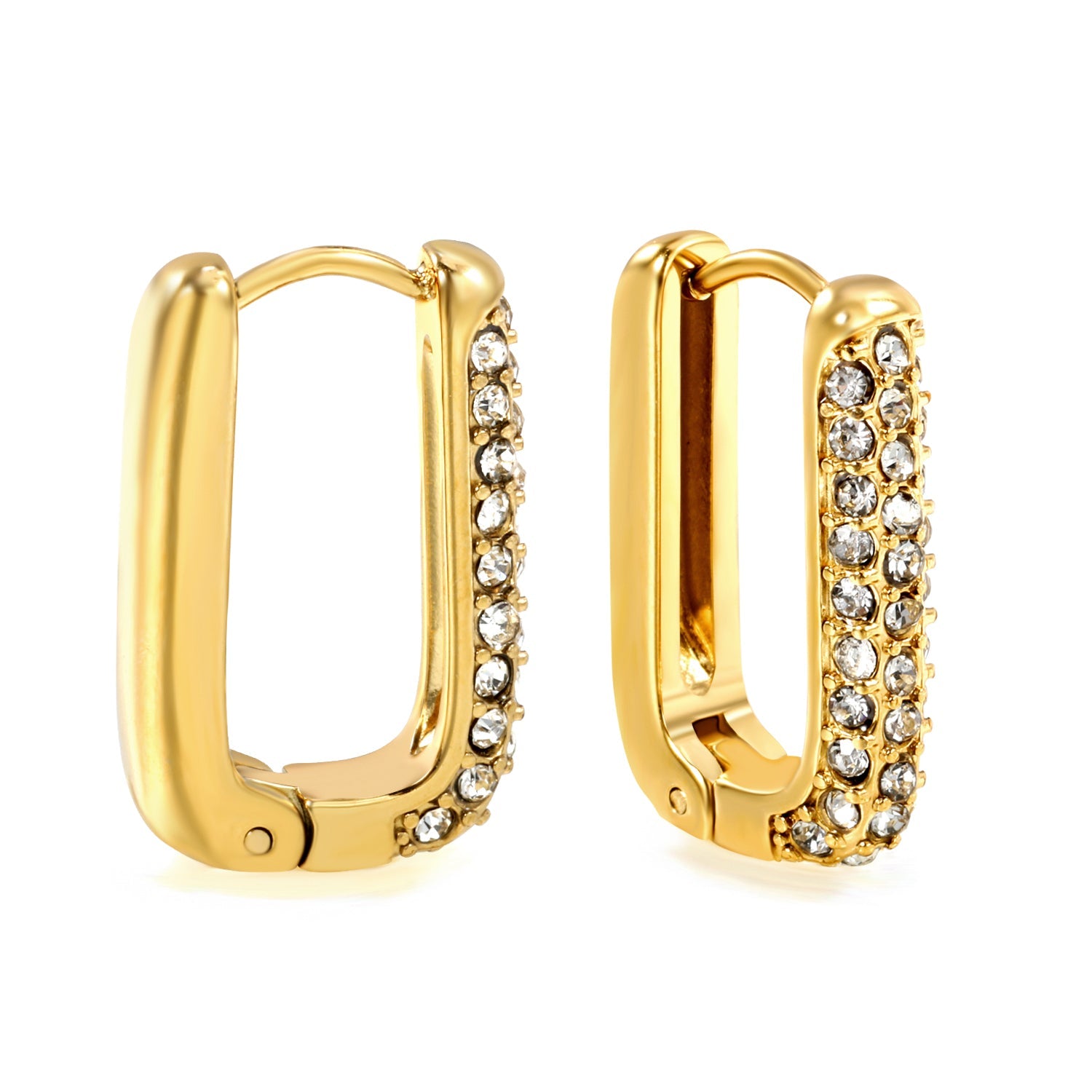 U-shaped earrings with white diamonds 12.7*20mm gold color asonjewelry
