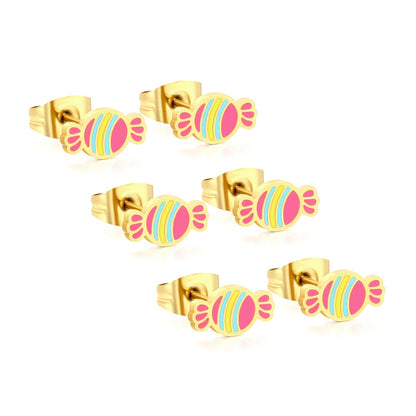 3 pairs of 5*9mm candy stud earrings in gold asonjewelry