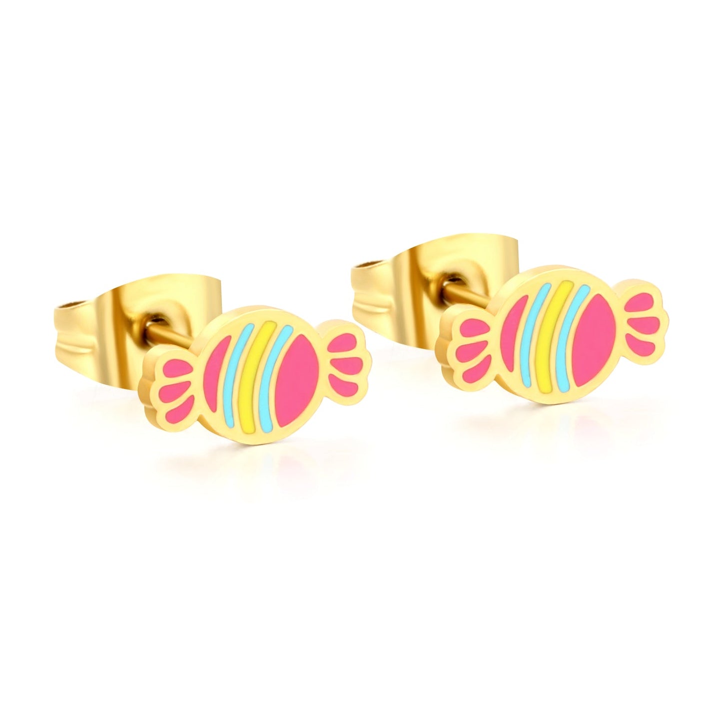 3 pairs of 5*9mm candy stud earrings in gold asonjewelry