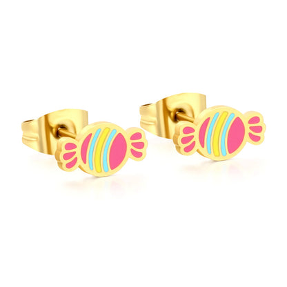 3 pairs of 5*9mm candy stud earrings in gold asonjewelry