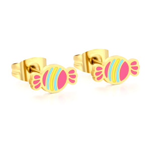 3 pairs of 5*9mm candy stud earrings in gold