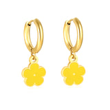 2.0*8.5mm inner ear hook + 8.2mm light blue/purple/yellow/orange/white/pink/green/red sunflower earrings in gold
