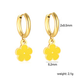 2.0*8.5mm inner ear hook + 8.2mm light blue/purple/yellow/orange/white/pink/green/red sunflower earrings in gold
