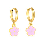 2.0*8.5mm inner ear hook + 8.2mm light blue/purple/yellow/orange/white/pink/green/red sunflower earrings in gold