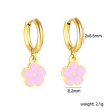 2.0*8.5mm inner ear hook + 8.2mm light blue/purple/yellow/orange/white/pink/green/red sunflower earrings in gold