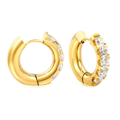 Round with 5 round white diamonds/mixed diamonds ear clips 5*21.6mm gold color asonjewelry
