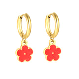 2.0*8.5mm inner ear hook + 8.2mm light blue/purple/yellow/orange/white/pink/green/red sunflower earrings in gold