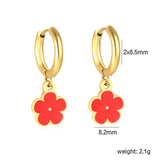2.0*8.5mm inner ear hook + 8.2mm light blue/purple/yellow/orange/white/pink/green/red sunflower earrings in gold