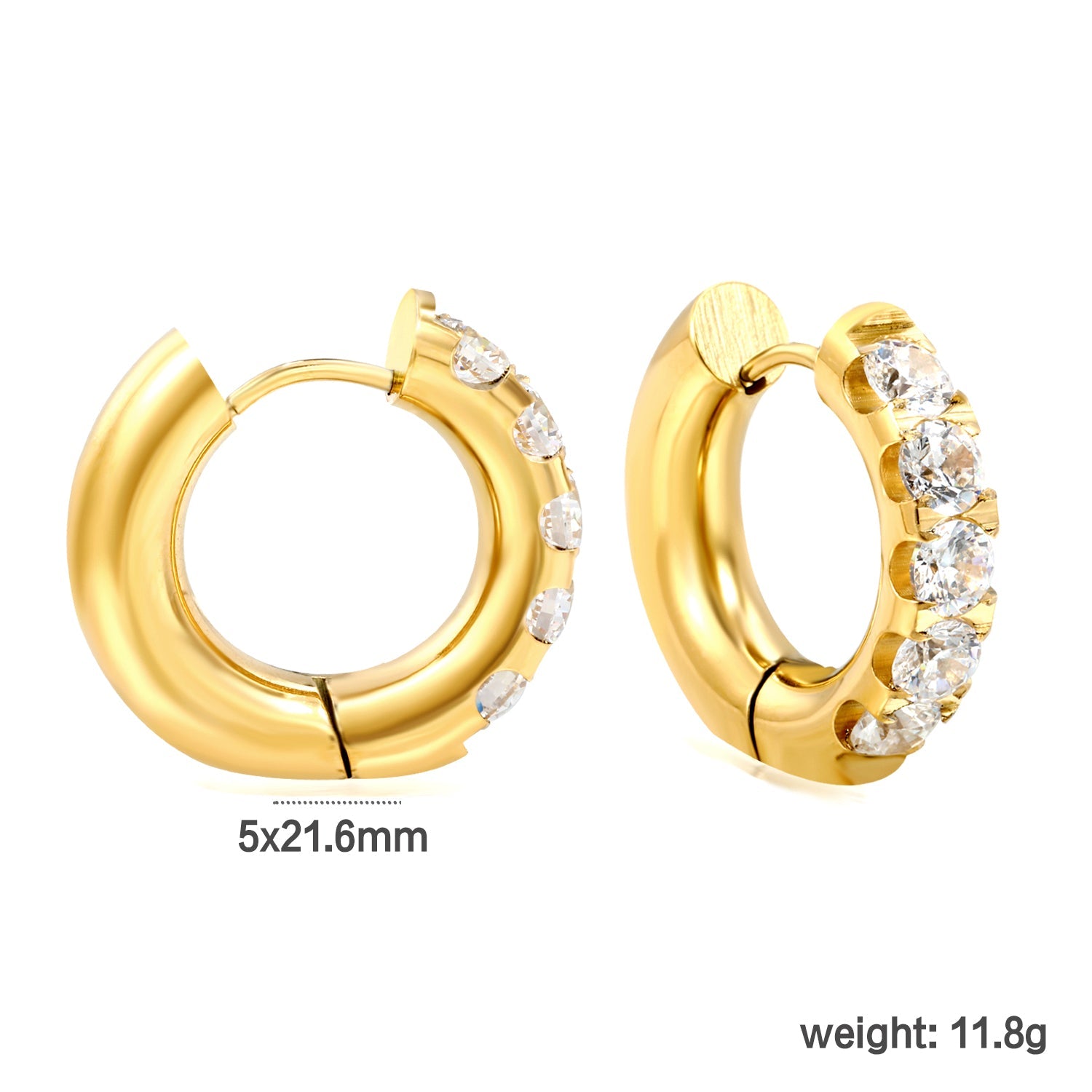 Round with 5 round white diamonds/mixed diamonds ear clips 5*21.6mm gold color asonjewelry