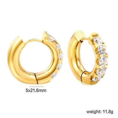Round with 5 round white diamonds/mixed diamonds ear clips 5*21.6mm gold color asonjewelry