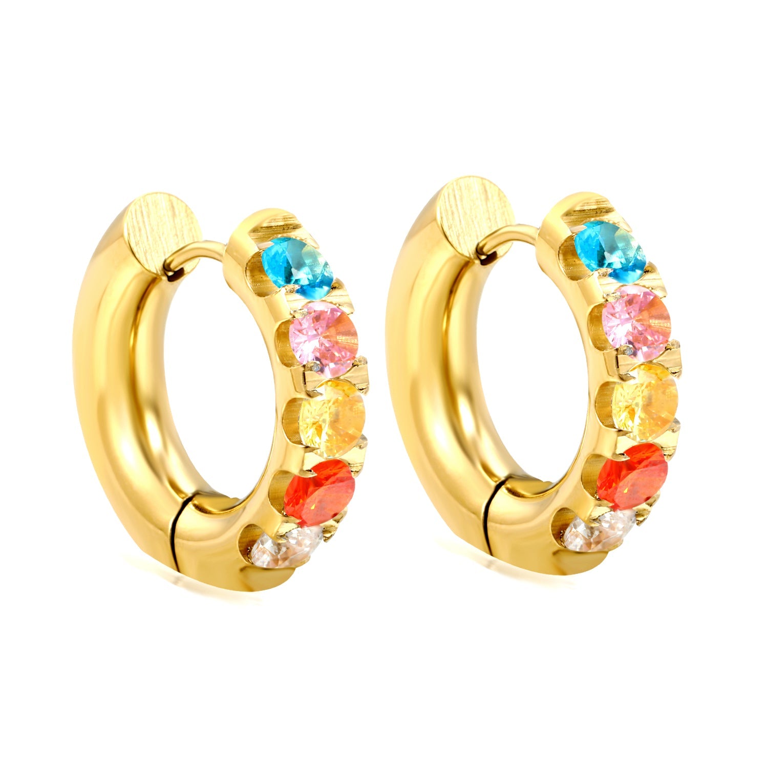 Round with 5 round white diamonds/mixed diamonds ear clips 5*21.6mm gold color asonjewelry