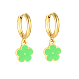 2.0*8.5mm inner ear hook + 8.2mm light blue/purple/yellow/orange/white/pink/green/red sunflower earrings in gold