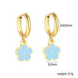 2.0*8.5mm inner ear hook + 8.2mm light blue/purple/yellow/orange/white/pink/green/red sunflower earrings in gold