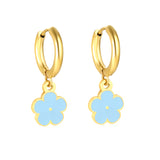 2.0*8.5mm inner ear hook + 8.2mm light blue/purple/yellow/orange/white/pink/green/red sunflower earrings in gold