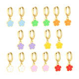 2.0*8.5mm inner ear hook + 8.2mm light blue/purple/yellow/orange/white/pink/green/red sunflower earrings in gold