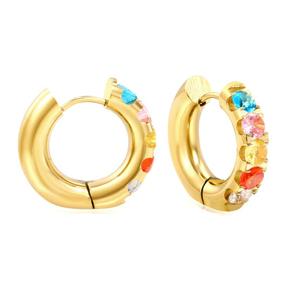 Round with 5 round white diamonds/mixed diamonds ear clips 5*21.6mm gold color asonjewelry