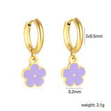 2.0*8.5mm inner ear hook + 8.2mm light blue/purple/yellow/orange/white/pink/green/red sunflower earrings in gold