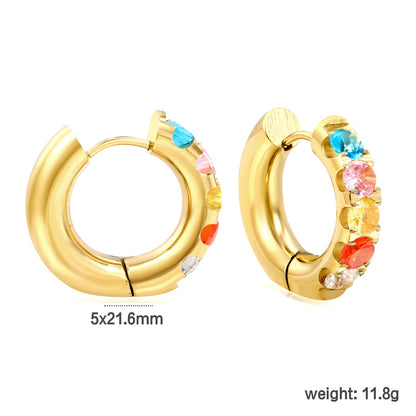 Round with 5 round white diamonds/mixed diamonds ear clips 5*21.6mm gold color asonjewelry