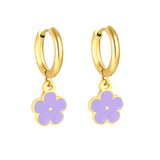 2.0*8.5mm inner ear hook + 8.2mm light blue/purple/yellow/orange/white/pink/green/red sunflower earrings in gold