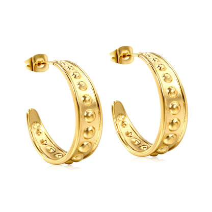 C-shaped earrings with bulging face 7.5*25mm gold color asonjewelry