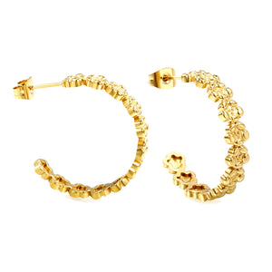 C-shaped flower earrings 1.9*5.4*27mm gold color