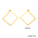 29.3mm Openwork Irregular Square Stud Earrings, Gold