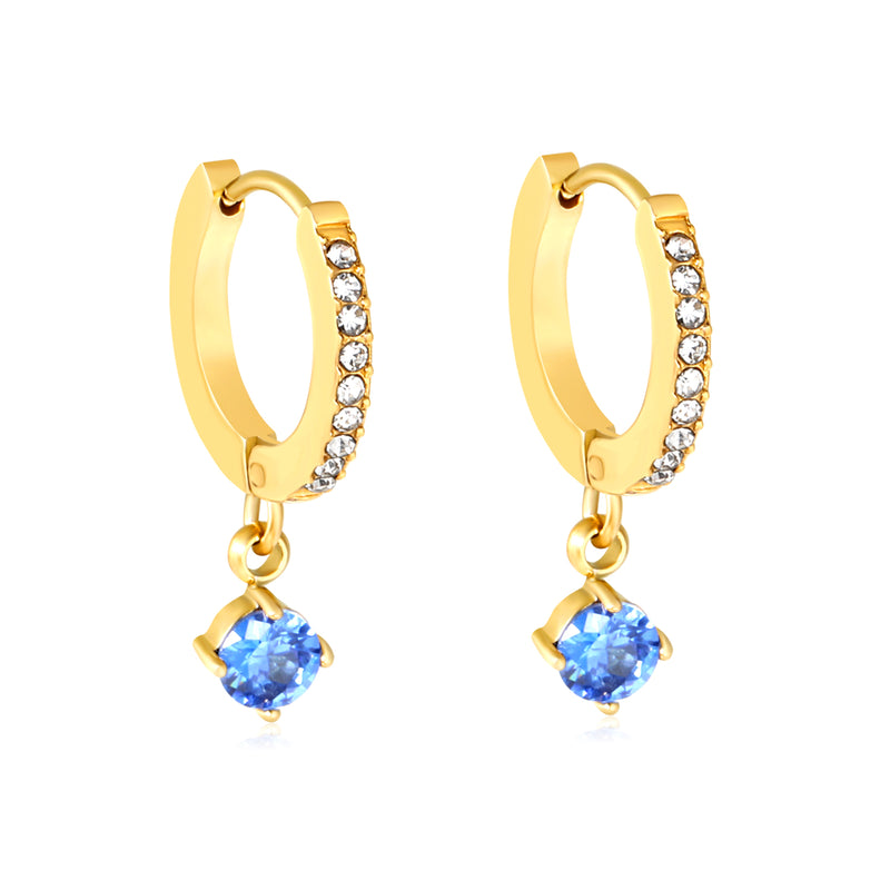 1.5mm x 9mm Powder-Cast Ear Hook + 4mm Round Diamond Earrings, Gold