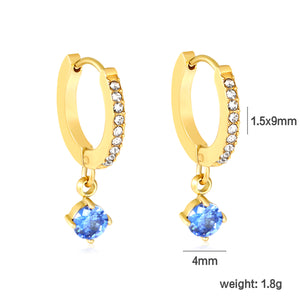1.5mm x 9mm Powder-Cast Ear Hook + 4mm Round Diamond Earrings, Gold