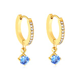 1.5mm x 9mm Powder-Cast Ear Hook + 4mm Round Diamond Earrings, Gold