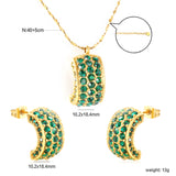 C-Shaped White Diamond/Emerald-Cut Diamond Set Gold Earrings/Pendant 0.3ct Cross-Cut Round Diamond 40+5cm Chain + 6mm Round Tag