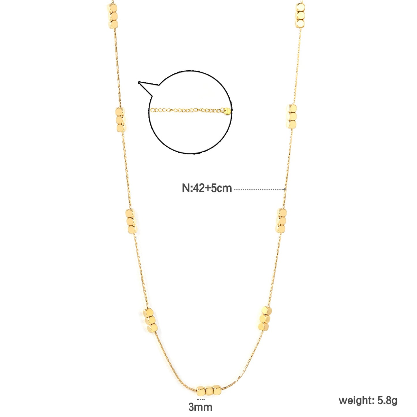 27 Chamfered Square Blocks 3mm Hammered Square Round Tag Necklace Gold asonjewelry