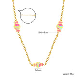 5*9mm Candy Pendant 0.35mm Cross Chain Round Tag Necklace Gold