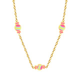 5*9mm Candy Pendant 0.35mm Cross Chain Round Tag Necklace Gold