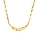 4*25mm Smiling Cat's Eye Stone 0.4mm Cross Chain Round Tassel Pendant Necklace Gold
