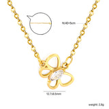 Openwork Butterfly with Marquise-Cut White Zirconia Pendant 0.4mm Cross Chain Round Tassel Pendant Necklace Gold
