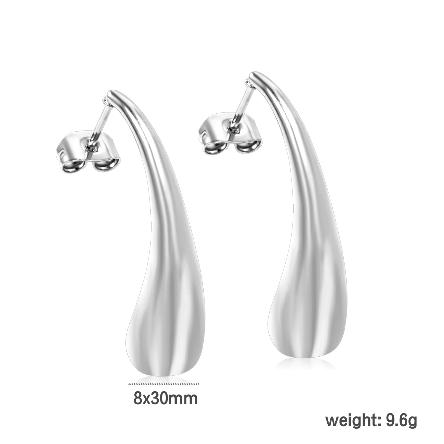 Long Teardrop Earrings 8*30mm Steel & Gold Color asonjewelry