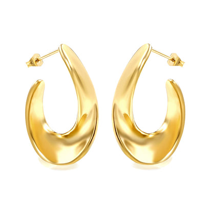 Shaped open half circle earrings 22.6*31.4mm gold color asonjewelry
