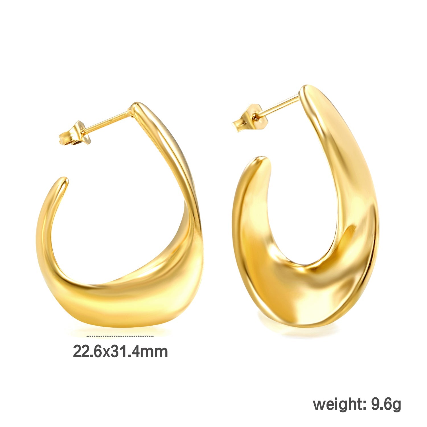 Shaped open half circle earrings 22.6*31.4mm gold color asonjewelry