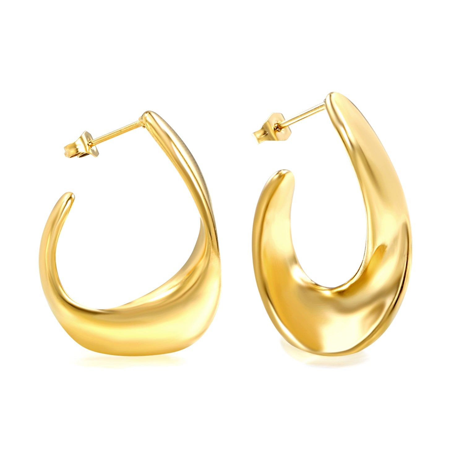 Shaped open half circle earrings 22.6*31.4mm gold color asonjewelry