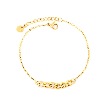 5mm NK Chain: 25mm Chain Accent 0.4 Cross Chain Round Tag Bracelet Gold asonjewelry