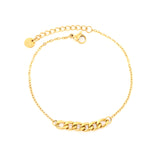 5mm NK Chain: 25mm Chain Accent 0.4 Cross Chain Round Tag Bracelet Gold